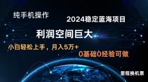 2024新蓝海项目 暴力冷门长期稳定 纯手机操作 单日收益3000+ 小白当天上手-A同城-创业课