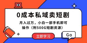 （10226期）0成本私域卖短剧，月入过万，小白一部手机即可操作（附500G短剧资源）-A同城-创业课