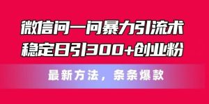 微信问一问暴力引流术，稳定日引300+创业粉，最新方法，条条爆款【揭秘】-A同城-创业课