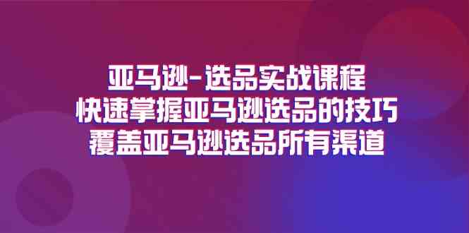 亚马逊选品实战课程,快速掌握亚马逊选品的技巧,覆盖亚马逊选品所有渠道-A同城-创业课