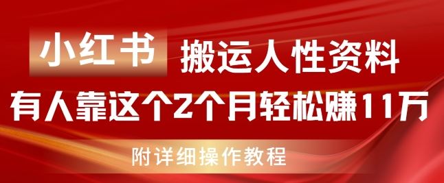 小红书搬运人性资料，有人靠这个2个月轻松赚11w，附教程【揭秘】-A同城-创业课