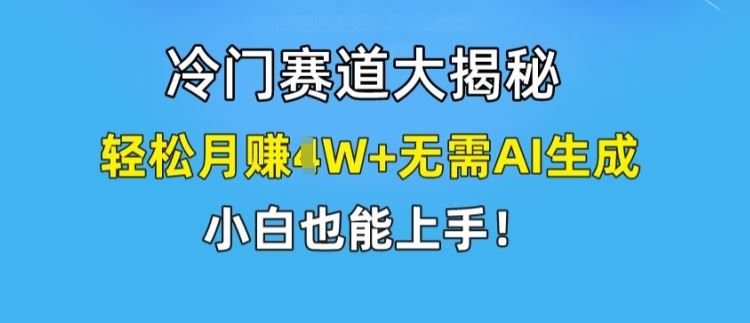 冷门赛道大揭秘，轻松月赚1W+无需AI生成，小白也能上手【揭秘】-A同城-创业课