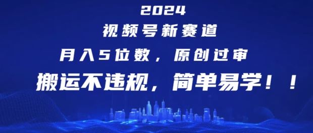 2024视频号新赛道，月入5位数+，原创过审，搬运不违规，简单易学【揭秘】-A同城-创业课