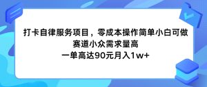 打卡自律服务项目，零成本操作简单小白可做，赛道小众需求量高，一单高达90元月入1w+-A同城-创业课