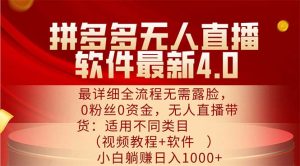 (11891期)拼多多无人直播软件最新4.0,最详细全流程无需露脸,0粉丝0资金, 小白…-A同城-创业课