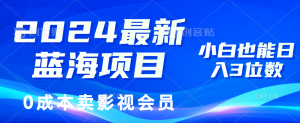 （11894期）2024最新蓝海项目，0成本卖影视会员，小白也能日入3位数-A同城-创业课