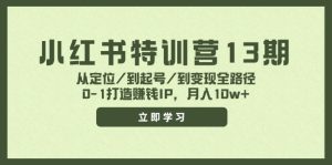 小红书特训营13期,从定位/到起号/到变现全路径,0-1打造赚钱IP,月入10w+-A同城-创业课