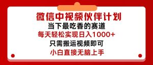 （12017期）微信中视频伙伴计划，仅靠搬运就能轻松实现日入500+，关键操作还简单，…-A同城-创业课