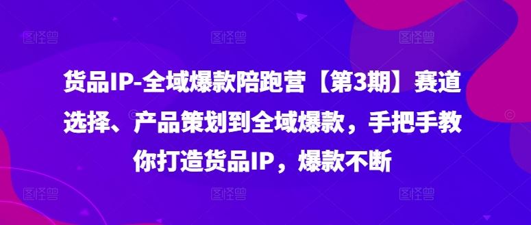 货品IP全域爆款陪跑营【第3期】赛道选择、产品策划到全域爆款,手把手教你打造货品IP,爆款不断-A同城-创业课