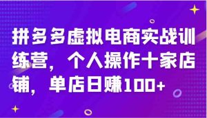 拼多多虚拟电商实战训练营，个人操作十家店铺，单店日赚100+-A同城-创业课