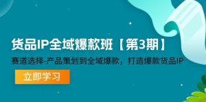 货品IP全域爆款班【第3期】赛道选择、产品策划到全域爆款，打造爆款货品IP-A同城-创业课