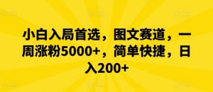 小白入局首选,图文赛道,一周涨粉5000+,简单快捷,日入200+-A同城-创业课