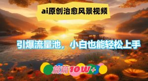 ai原创治愈风景视频，引爆流量池，小白也能轻松上手，篇篇10w+-A同城-创业课