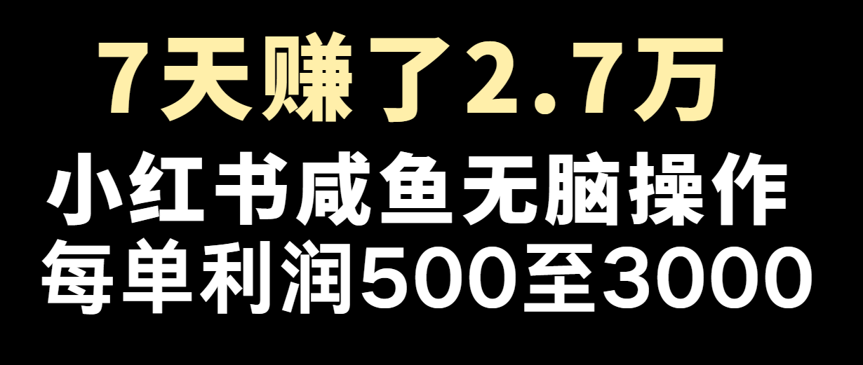 七天赚了2.7万！每单利润最少500+，轻松月入5万+小白有手就行-A同城-创业课