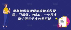 零基础闲鱼运营卖家篇系统课程，门槛低，0成本，一个月多赚个两三千多的零花钱-A同城-创业课