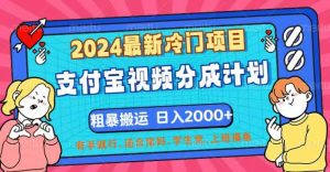 （12407期）2024最新冷门项目！支付宝视频分成计划，直接粗暴搬运，日入2000+，有…-A同城-创业课