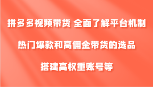 拼多多视频带货 全面了解平台机制、热门爆款和高佣金带货的选品，搭建高权重账号等-A同城-创业课