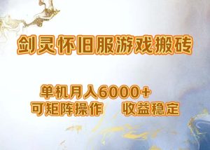 （12471期）网游剑灵打金搬砖，单机月入6000+，可矩阵操作，收益稳定。-A同城-创业课