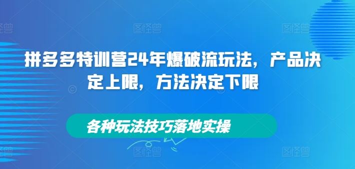 拼多多特训营24年爆破流玩法，产品决定上限，方法决定下限，各种玩法技巧落地实操-A同城-创业课