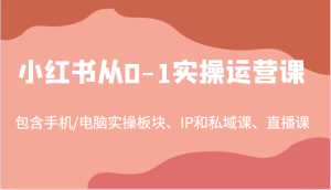 小红书从0-1实操运营课，包含手机/电脑实操板块、IP和私域课、直播课（97节）-A同城-创业课