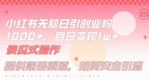 小红书无脑每日引流创业粉500+，小白每天只花半小时，躺赚长尾收益【揭秘】-A同城-创业课