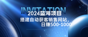 2024蓝海项目,搭建销售网站,自动获客,日赚500-1000-A同城-创业课